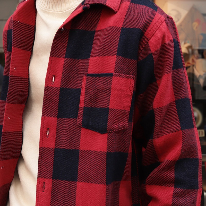 WOKERS/������� Flannel Open Collar Shirt