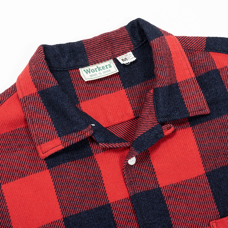 WOKERS/������� Flannel Open Collar Shirt