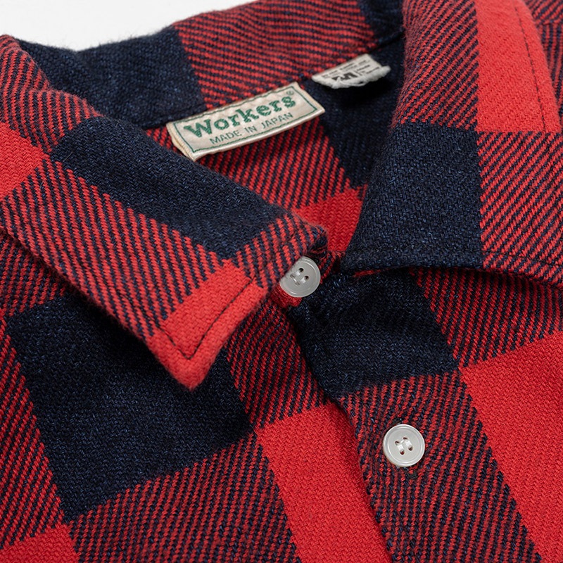 WOKERS/������� Flannel Open Collar Shirt