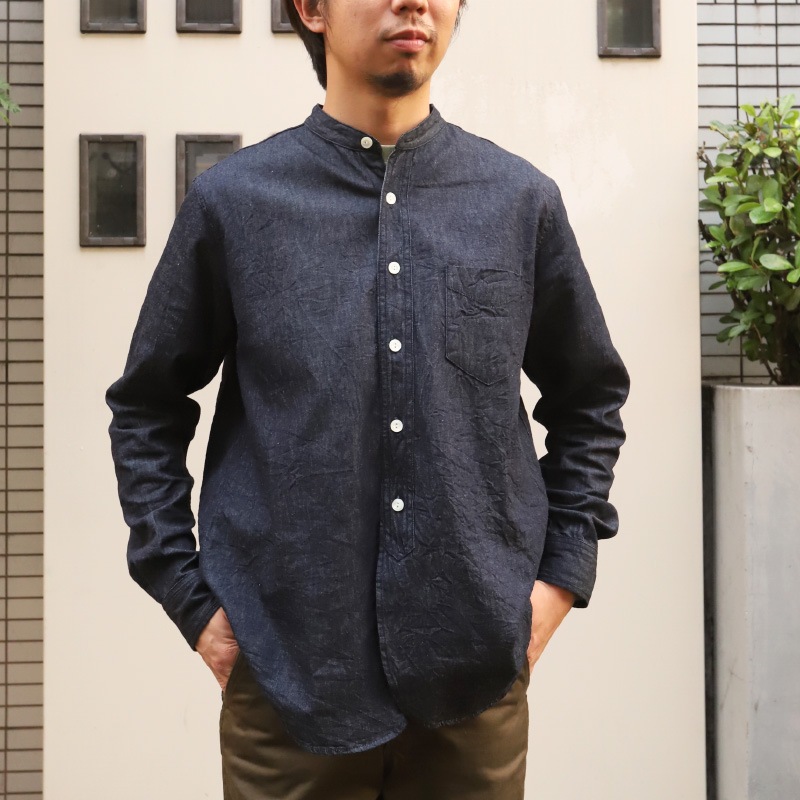 FOB FACTORY DENIM BANDCOLLAR SHIRT F3470