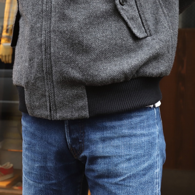 WORKERS/���������Harrington Jacket Grey Herringbone