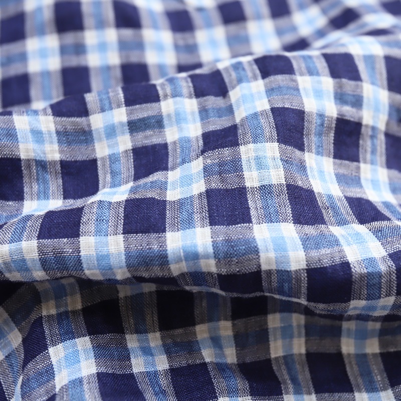 SOUTIENCOL/���ƥ����󥳥� RE-MAKE POLO CANCLINI LINEN BLUE CHECK ��ᥤ���ݥ�