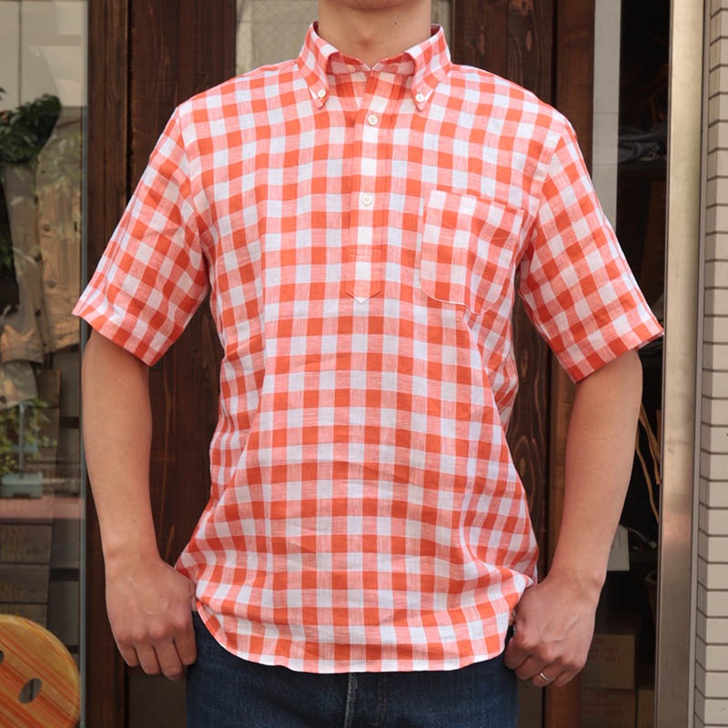 SOUTIENCOL/���ƥ����󥳥� RE MAKE POLO-H CANCLINI OrangeBlockCheck