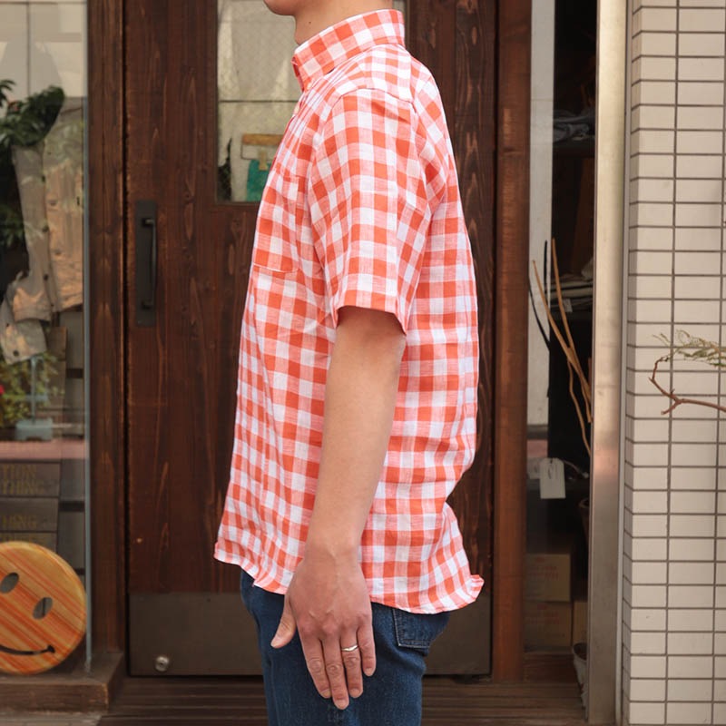 SOUTIENCOL/���ƥ����󥳥� RE MAKE POLO-H CANCLINI OrangeBlockCheck