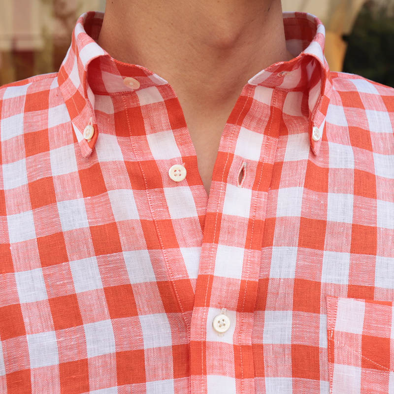 SOUTIENCOL/���ƥ����󥳥� RE MAKE POLO-H CANCLINI OrangeBlockCheck
