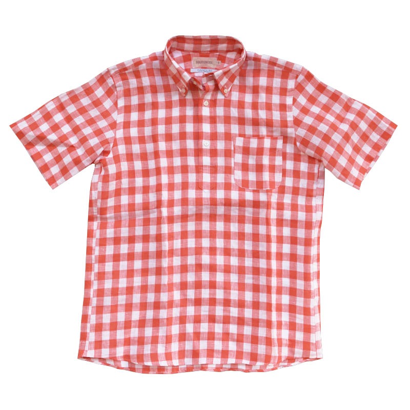SOUTIENCOL/���ƥ����󥳥� RE MAKE POLO-H CANCLINI OrangeBlockCheck