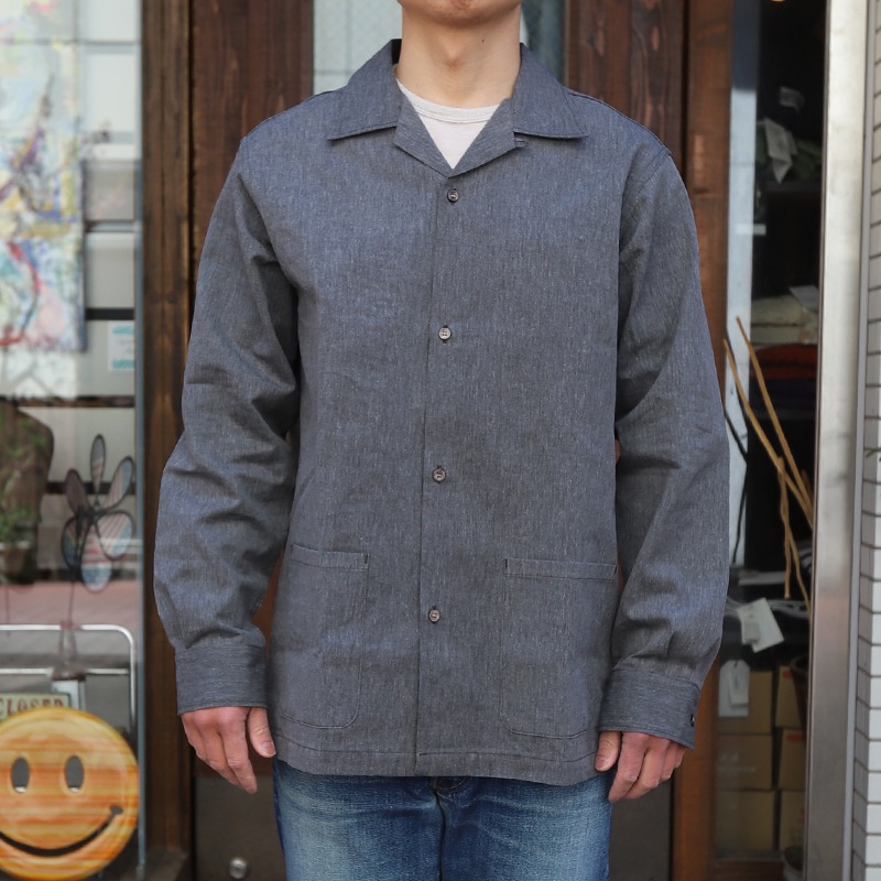 WORKERS/������� Open Collar Shirt Chambray