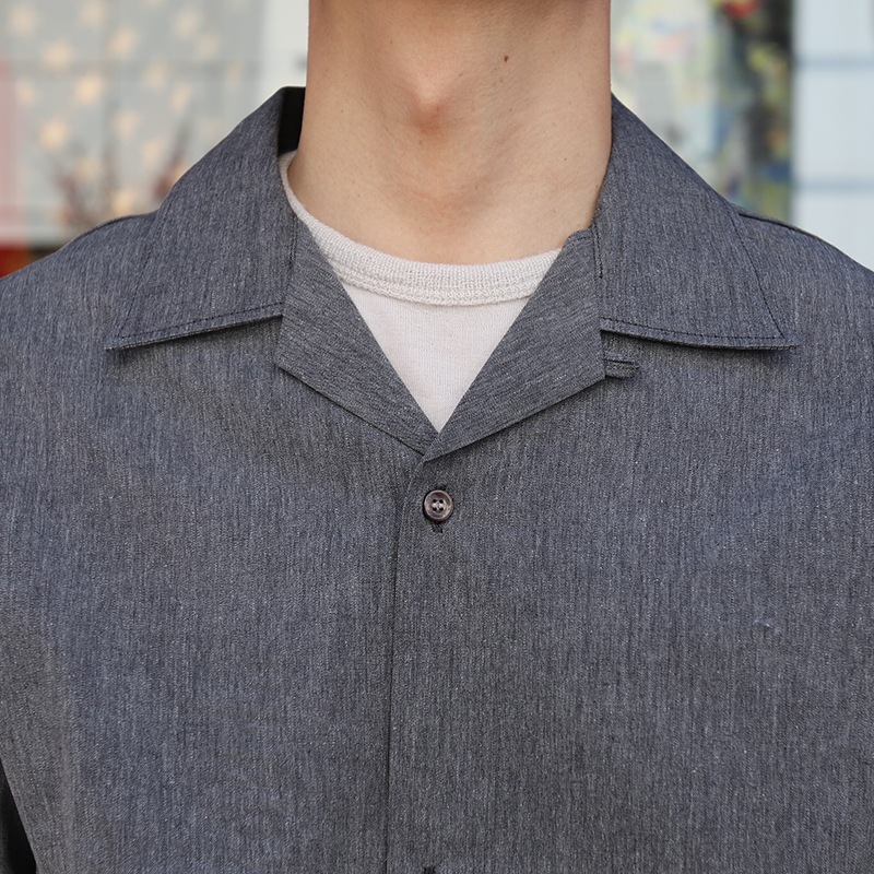 WORKERS/������� Open Collar Shirt Chambray