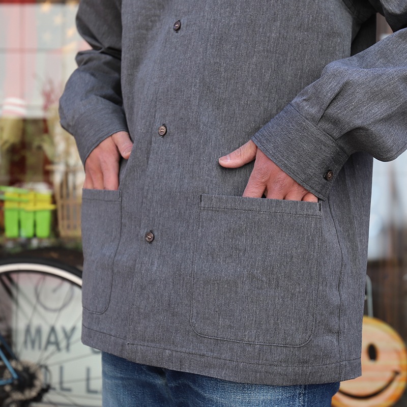 WORKERS/������� Open Collar Shirt Chambray