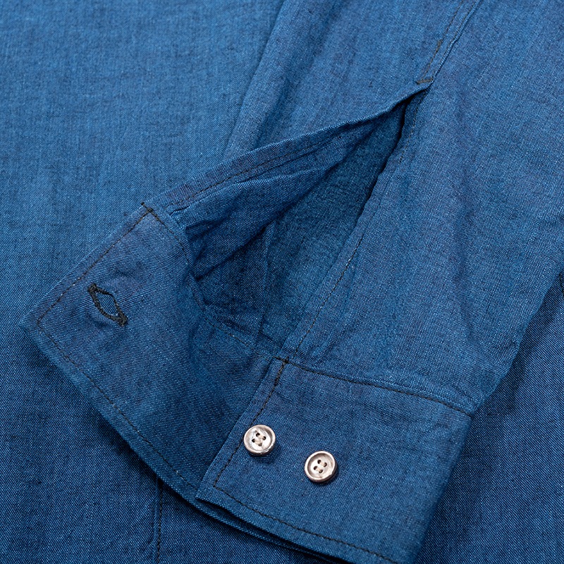 WORKERS/������� Open Collar Shirt Chambray