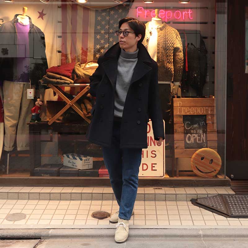 GLOVERALL /�������С�������CHURCHILL PEACOAT NAVY BLACKWATCH