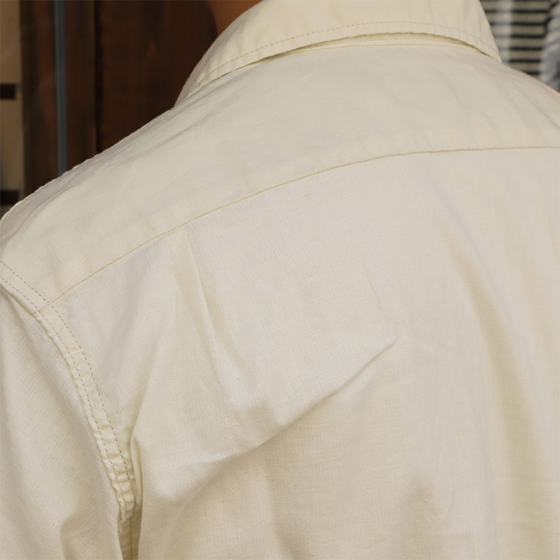 WORKERS Open Collar Shirt Cotton Linen