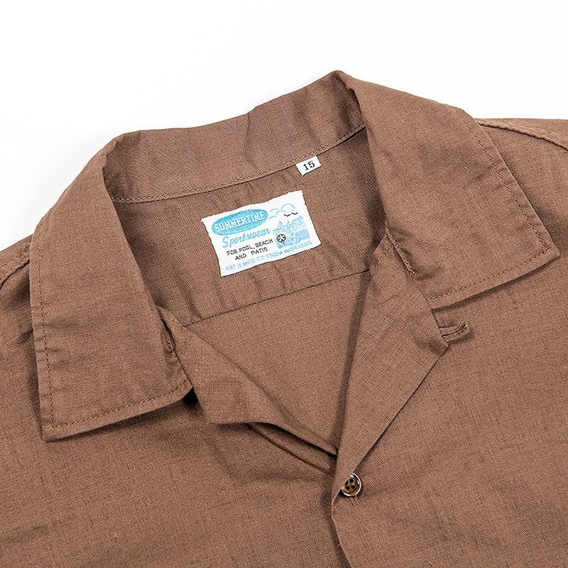 WORKERS Open Collar Shirt Cotton Linen