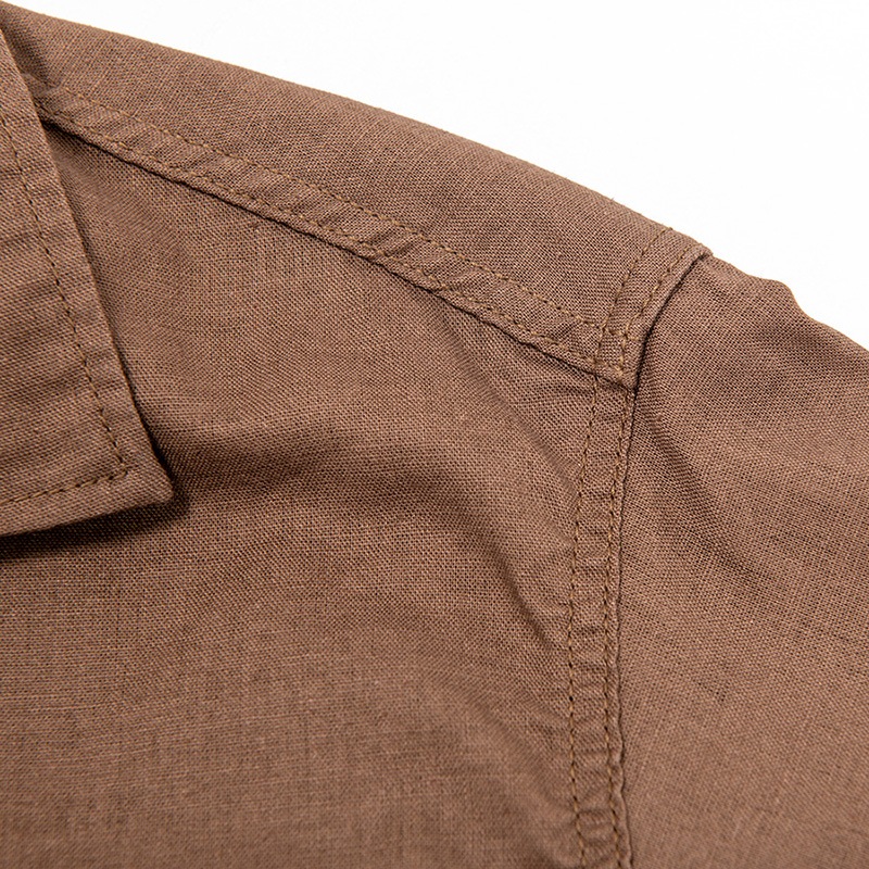 WORKERS Open Collar Shirt Cotton Linen