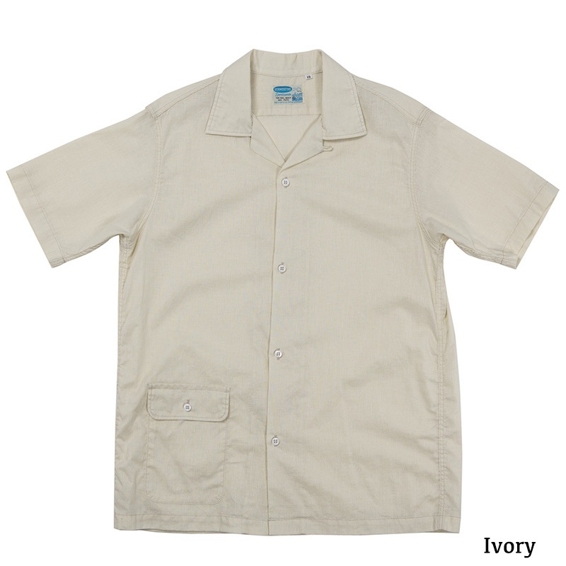 WORKERS Open Collar Shirt Cotton Linen