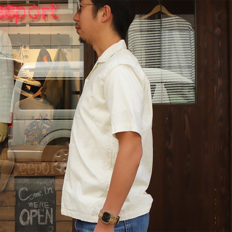 WORKERS Open Collar Shirt Cotton Linen