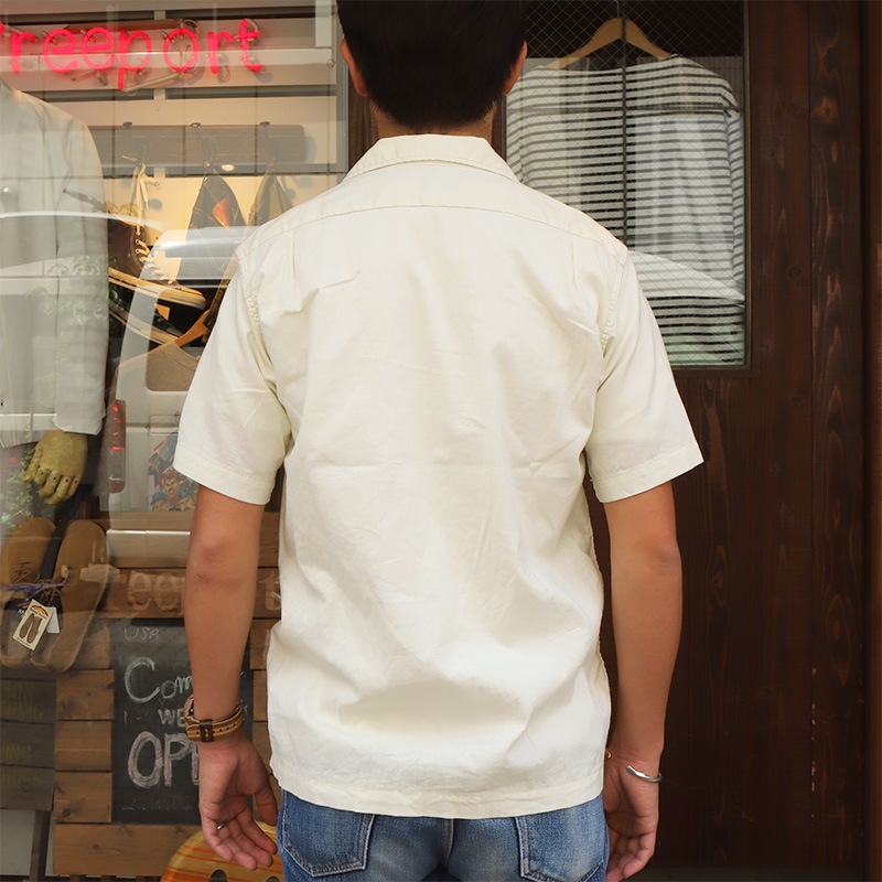 WORKERS Open Collar Shirt Cotton Linen