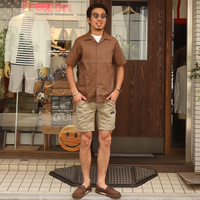 WORKERS Open Collar Shirt Cotton Linen