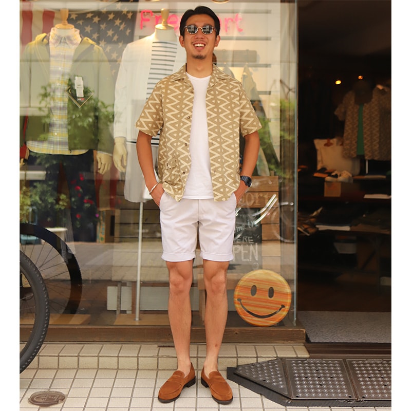 WORKRES Open Collar Shirt Print