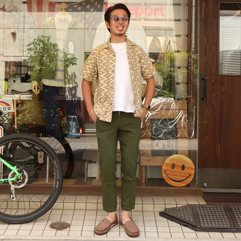 WORKRES Open Collar Shirt Print