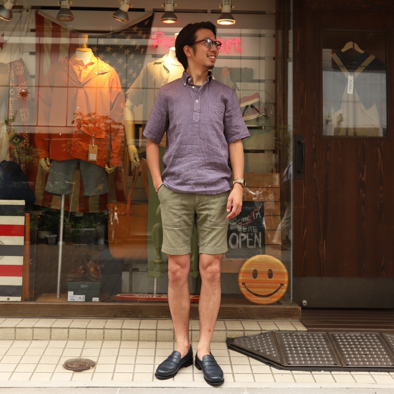 SOUTIENCOL RE-MAKE POLO -H CANCLINI LINEN RED NAVY CHECK/���ƥ����󥳥� ��ᥤ���ݥ�  �ϡ��ե��꡼��