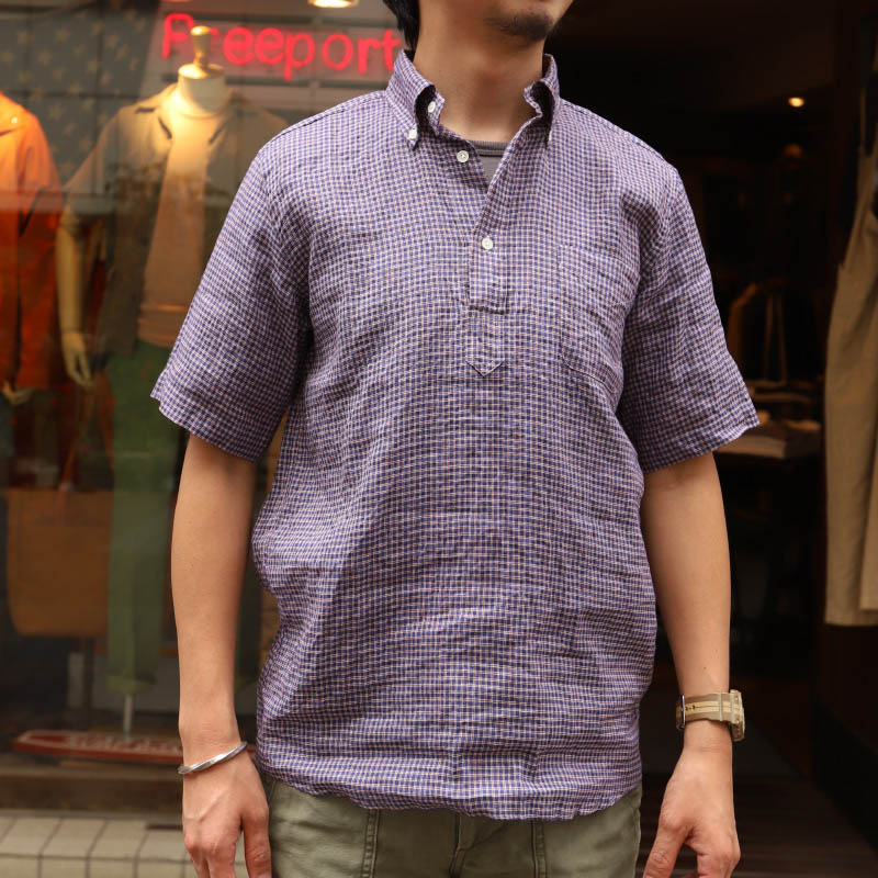 SOUTIENCOL RE-MAKE POLO -H CANCLINI LINEN RED NAVY CHECK/���ƥ����󥳥� ��ᥤ���ݥ�  �ϡ��ե��꡼��