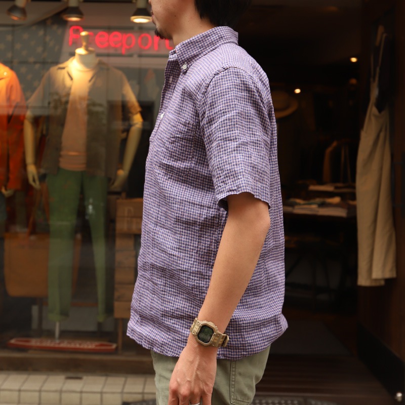 SOUTIENCOL RE-MAKE POLO -H CANCLINI LINEN RED NAVY CHECK/���ƥ����󥳥� ��ᥤ���ݥ�  �ϡ��ե��꡼��