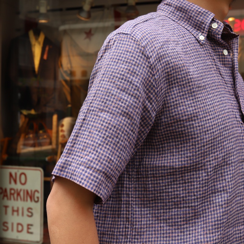 SOUTIENCOL RE-MAKE POLO -H CANCLINI LINEN RED NAVY CHECK/���ƥ����󥳥� ��ᥤ���ݥ�  �ϡ��ե��꡼��