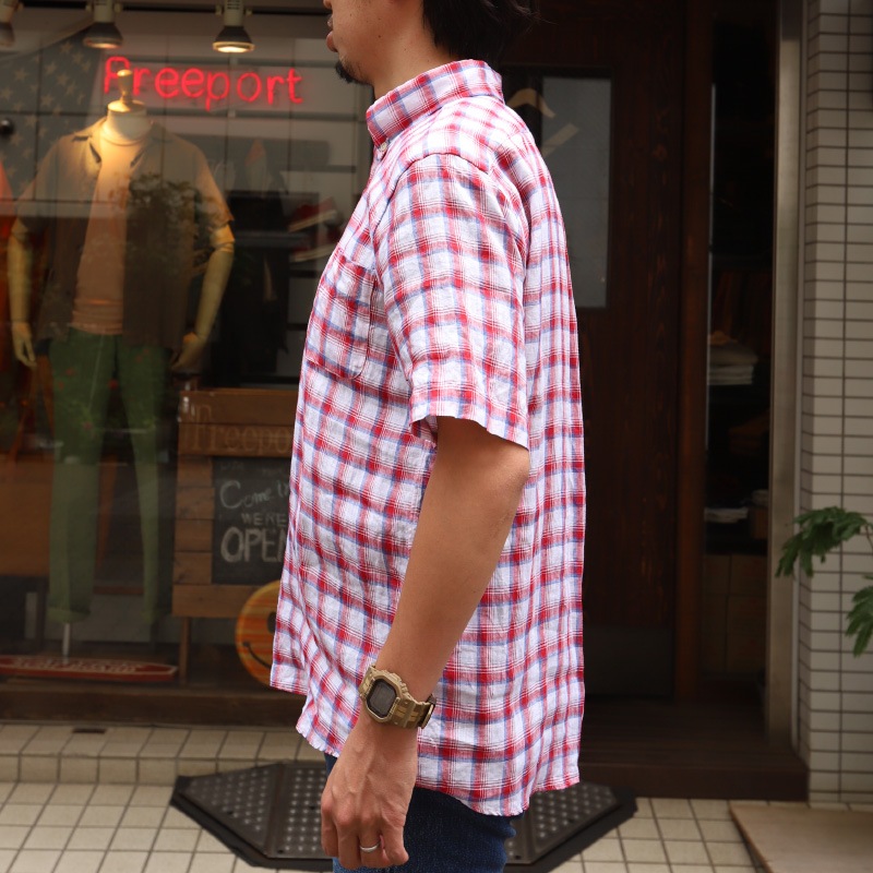 SOUTIENCOL RE-MAKE POLO -H CANCLINI LINEN RED  CHECK/���ƥ����󥳥� ��ᥤ���ݥ� �ϡ��ե��꡼��