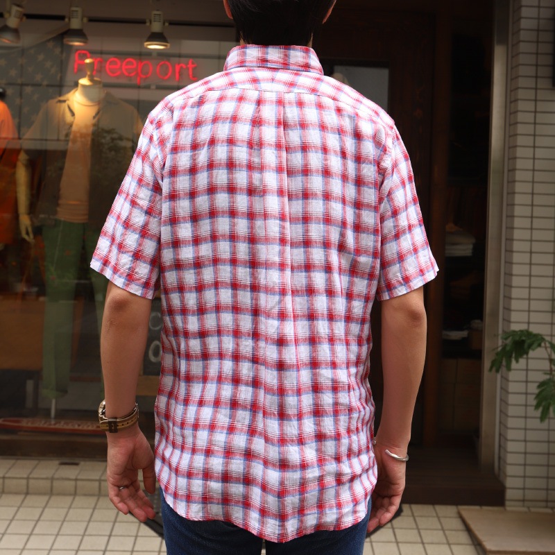 SOUTIENCOL RE-MAKE POLO -H CANCLINI LINEN RED  CHECK/���ƥ����󥳥� ��ᥤ���ݥ� �ϡ��ե��꡼��