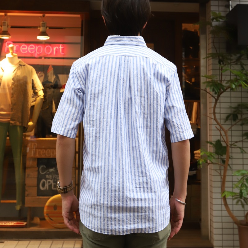 SOUTIENCOL RE-MAKE POLO Long-H Grandi&Rubinelli Cotton Stripe Blue /���ƥ����󥳥� ��ᥤ���ݥ� ���󥰥ϡ��ե��꡼��