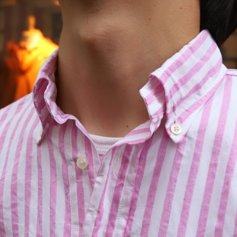 SOUTIENCOL RE-MAKE POLO Long-H Grandi&Rubinelli Cotton Stripe Pink /���ƥ����󥳥� ��ᥤ���ݥ� ���󥰥ϡ��ե��꡼��