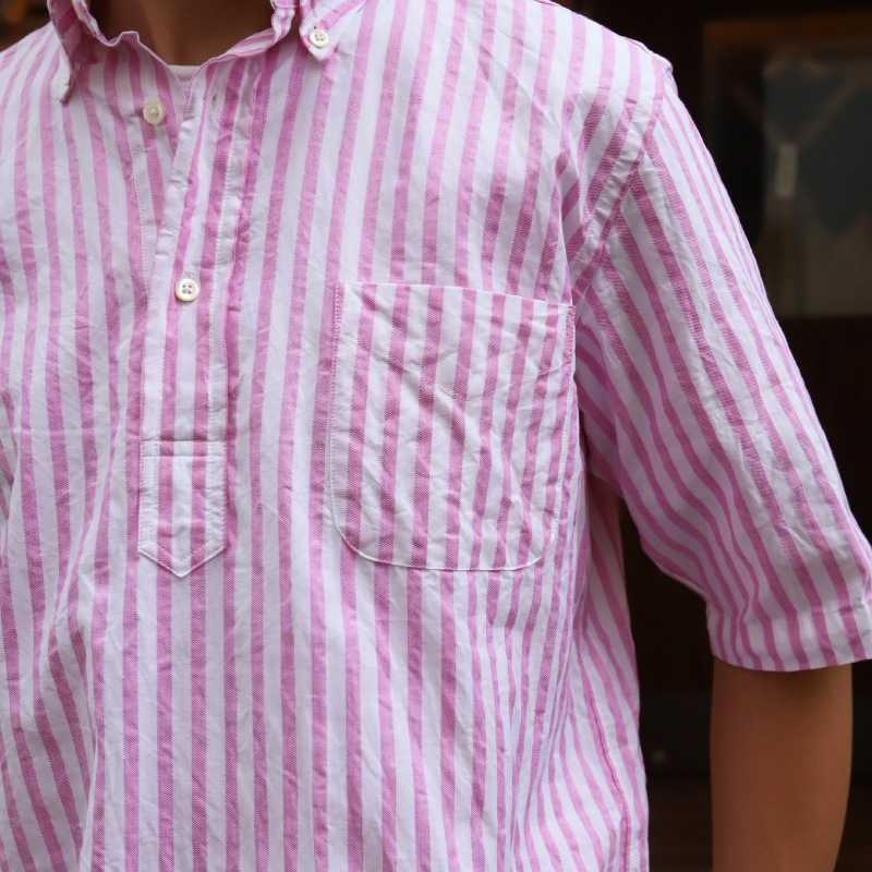 SOUTIENCOL RE-MAKE POLO Long-H Grandi&Rubinelli Cotton Stripe Pink /���ƥ����󥳥� ��ᥤ���ݥ� ���󥰥ϡ��ե��꡼��