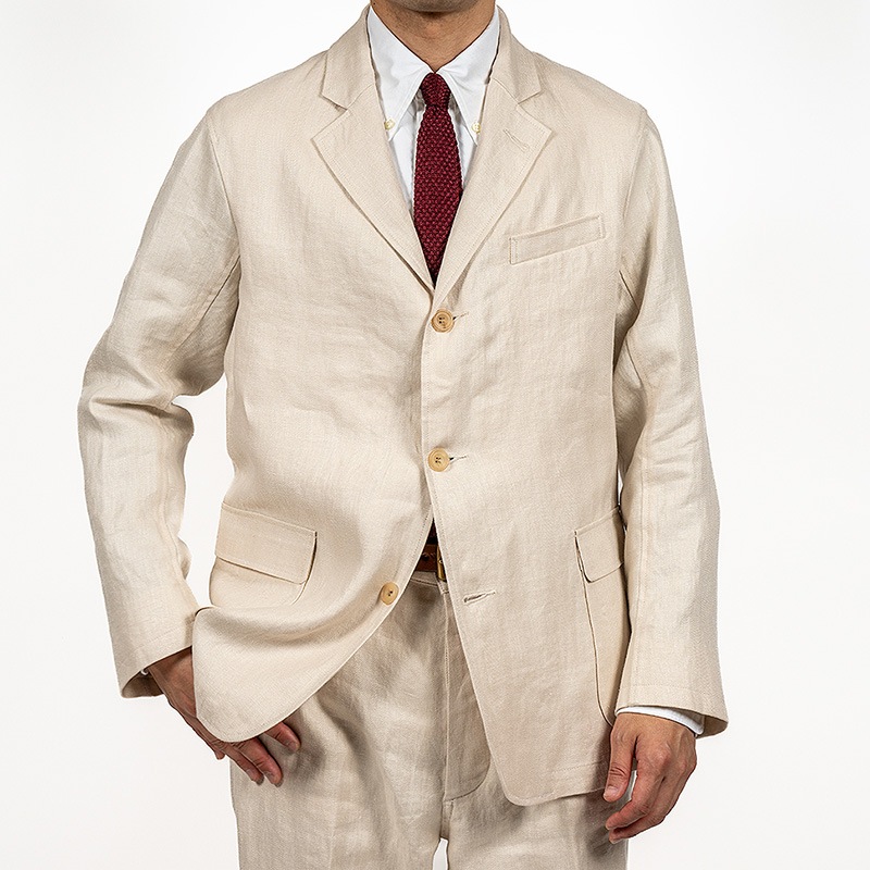 WOREKRS/  IVY BLAZER French Linen Herringbone, Ecru