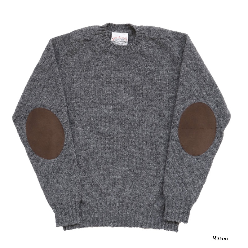Jamieson's/ߥ CREW NECK SWETER ELBOW PATCH