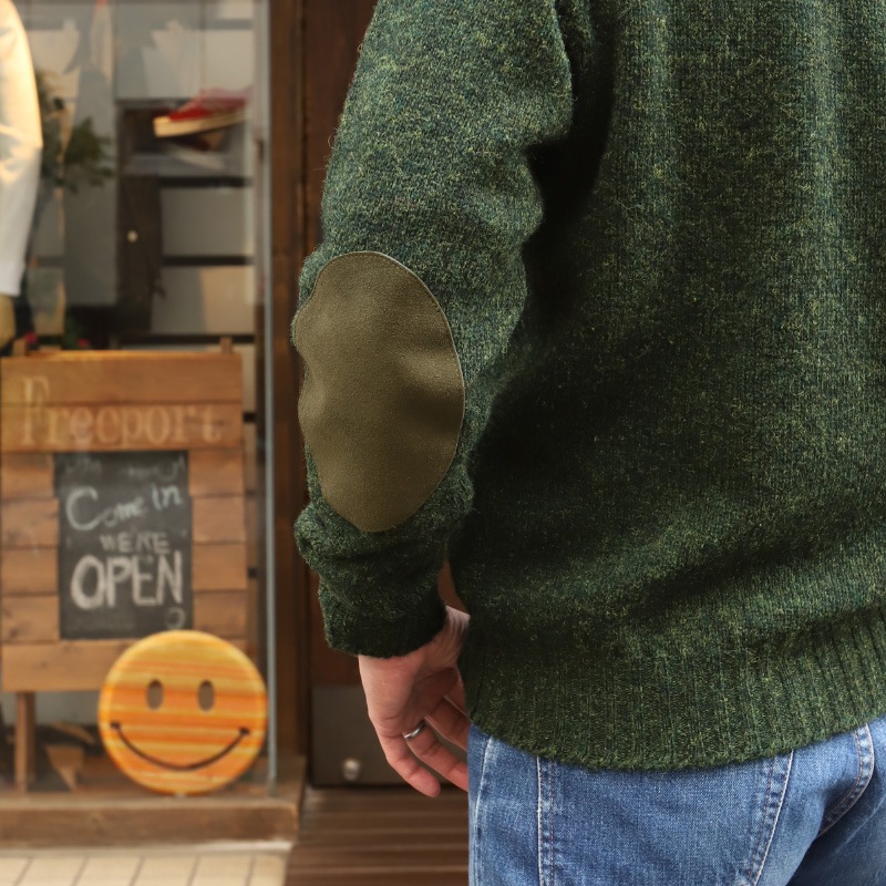 Jamieson's/ߥ CREW NECK SWETER ELBOW PATCH