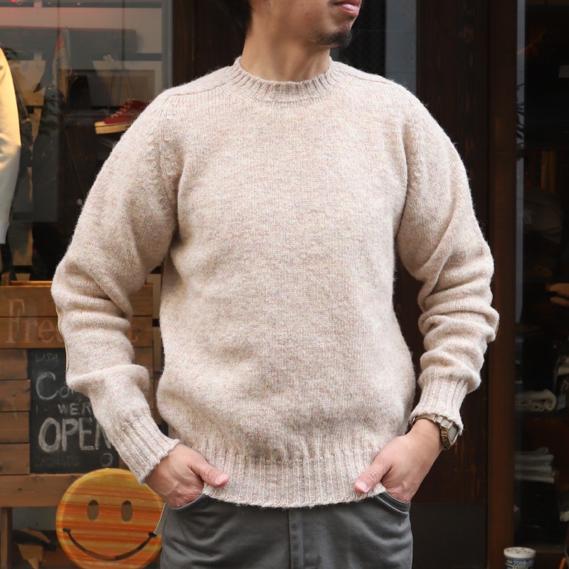 Jamieson's/ߥ CREW NECK SWETER ELBOW PATCH