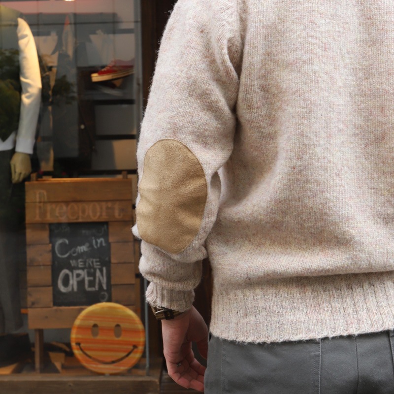 Jamieson's/ߥ CREW NECK SWETER ELBOW PATCH