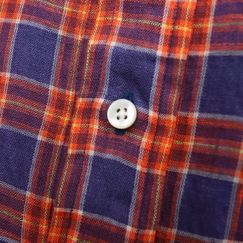 SOUTIENCOL RE-MAKE POLO -H LADY CANCLINI LINEN ORANGE NAVY CHECK/���ƥ����󥳥� ��ᥤ���ݥ� �ϡ��ե��꡼�� 211220Lady