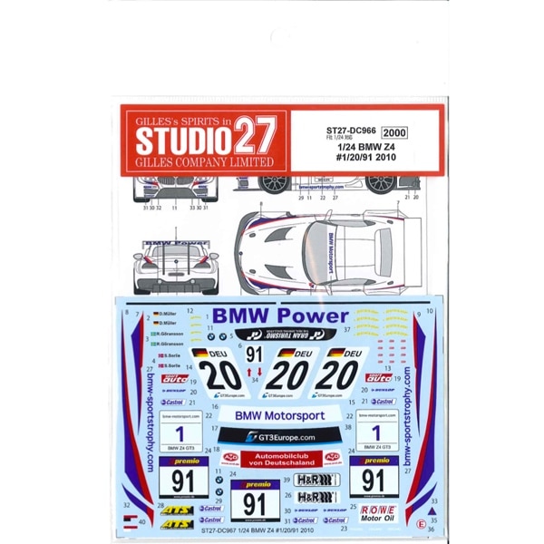 ���DC966 ��������27 1/24 BMW Z4 #1/20/91 2010 Original Decals