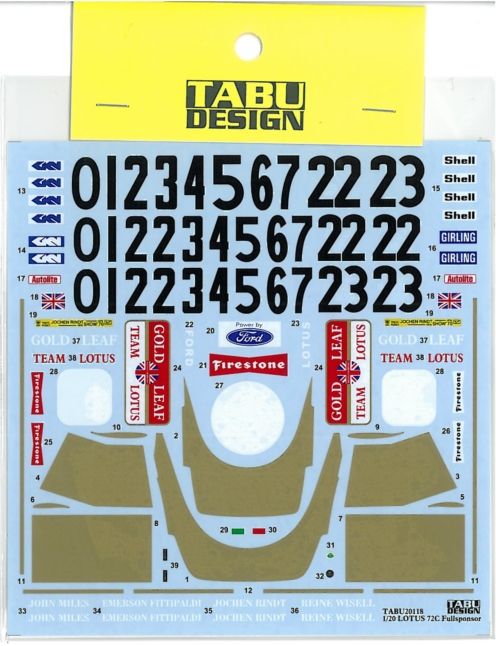 取寄せTABU-20118 スタジオ27 1/20 ロータス72Cフルスポンサー