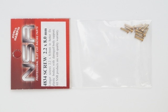 4834 NSR  METRIC LONGER BODY SCREW EASY SET UP M2.2 x 8 partially threated, smaller stem diameter 1,9 (10pcs)