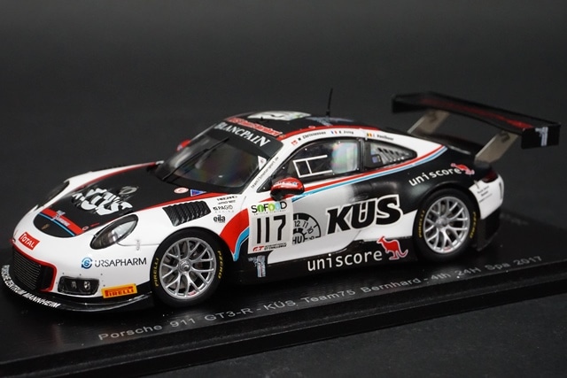 スパークモデル 1/43スケール ポルシェ 997 GT3 #27 1/43 スパーク SB141 ポルシェ 911 GT3 R #117 24H SPA 2017 KUS