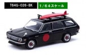 ���� T64G-026-BK Tarmac Works X Mijo Exclusives 1/64 Datsun Bluebird 510 Wagon with Surfboard.