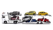  ATC66091-A Unique Model  Tiny 1/64 륻ǥ ٥ ȥ ꥢ ȥ졼顼 Mercedes-Benz Actros double-decker car trailer High-top white LHD