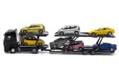 ATC66091-D Unique Model  Tiny 1/64 륻ǥ ٥ ȥ ꥢ ȥ졼顼 Mercedes-Benz Actros double-decker car trailer Low top black LHD
