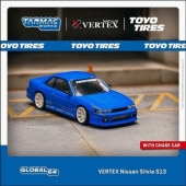 ͽ�� T64G-025-BL Tarmac Works 1/64 ���� VERTEX Nissan Silvia S13 Blue Metallic TOYO TIRES 