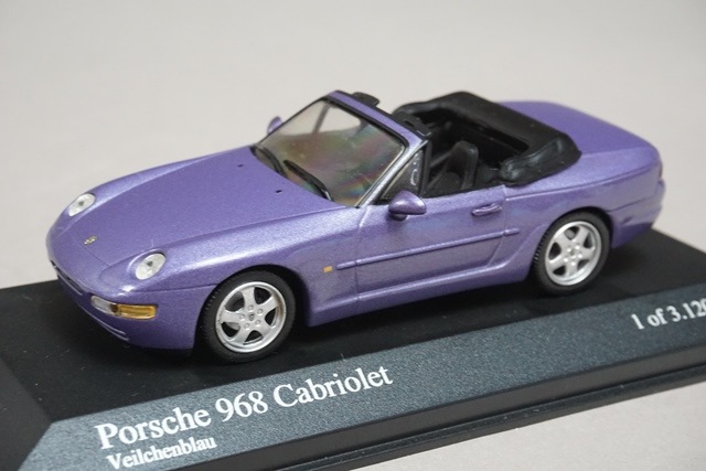 Miniature Minichamps Porsche 968 Cabriolet 1994 Violet Métal – édition Limitée 1/43