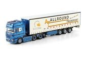  01-4625 WSI 1/50   A.A. vd Heuvel SCANIA 4 SERIES TOPLINE 6X2 TAG AXLE CURTAINSIDE TRAILER - 3 AXLE