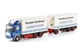  01-4656 WSI 1/50  SCANIA Jens Ingvardsen SCANIA R4 FLAT ROOF RIGED REEFERTRUCK 6X2 TAG AXLE RIGED REEFERDRAWBAR TURNTABLE TRAILER - 6 AXLE